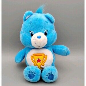Care Bears Blue Champ Bear 8" Plush Stuffed Animal Trophy Belly Badge 2017